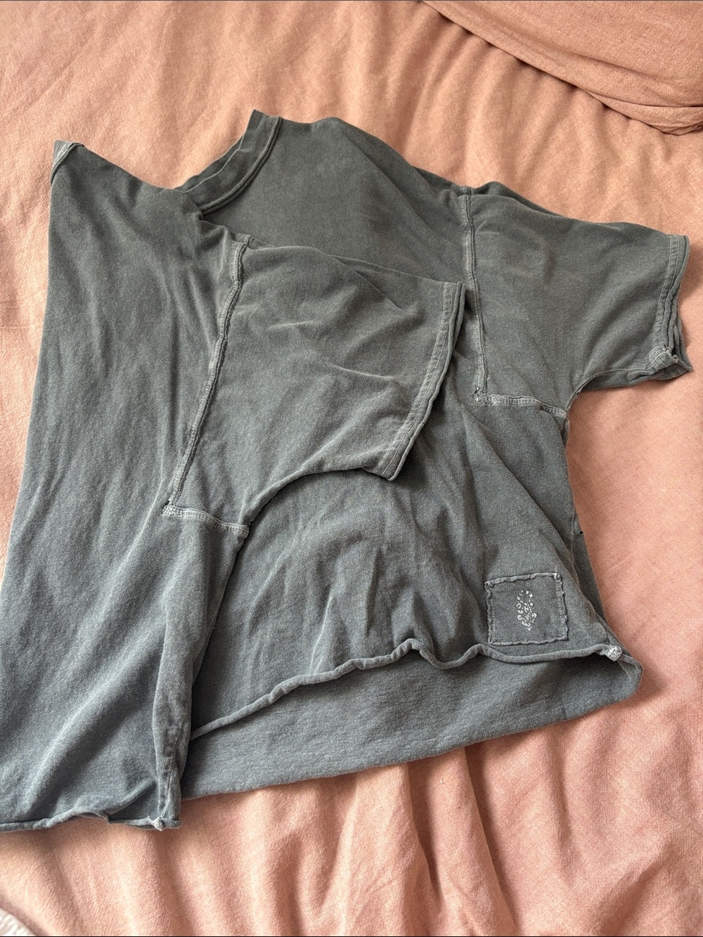 Free people movement Washed Gray Short Sleeve Tee - Relaxed Fit - Picture 1 of 1